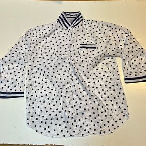 Intimate Fantasy women’s Night shirt.  Sz XXL Polyester satin. White.  Navy Blue